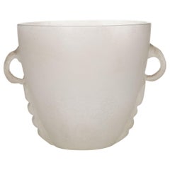 Midcentury Frosted White Scarvo Bianco Murano Style Vase