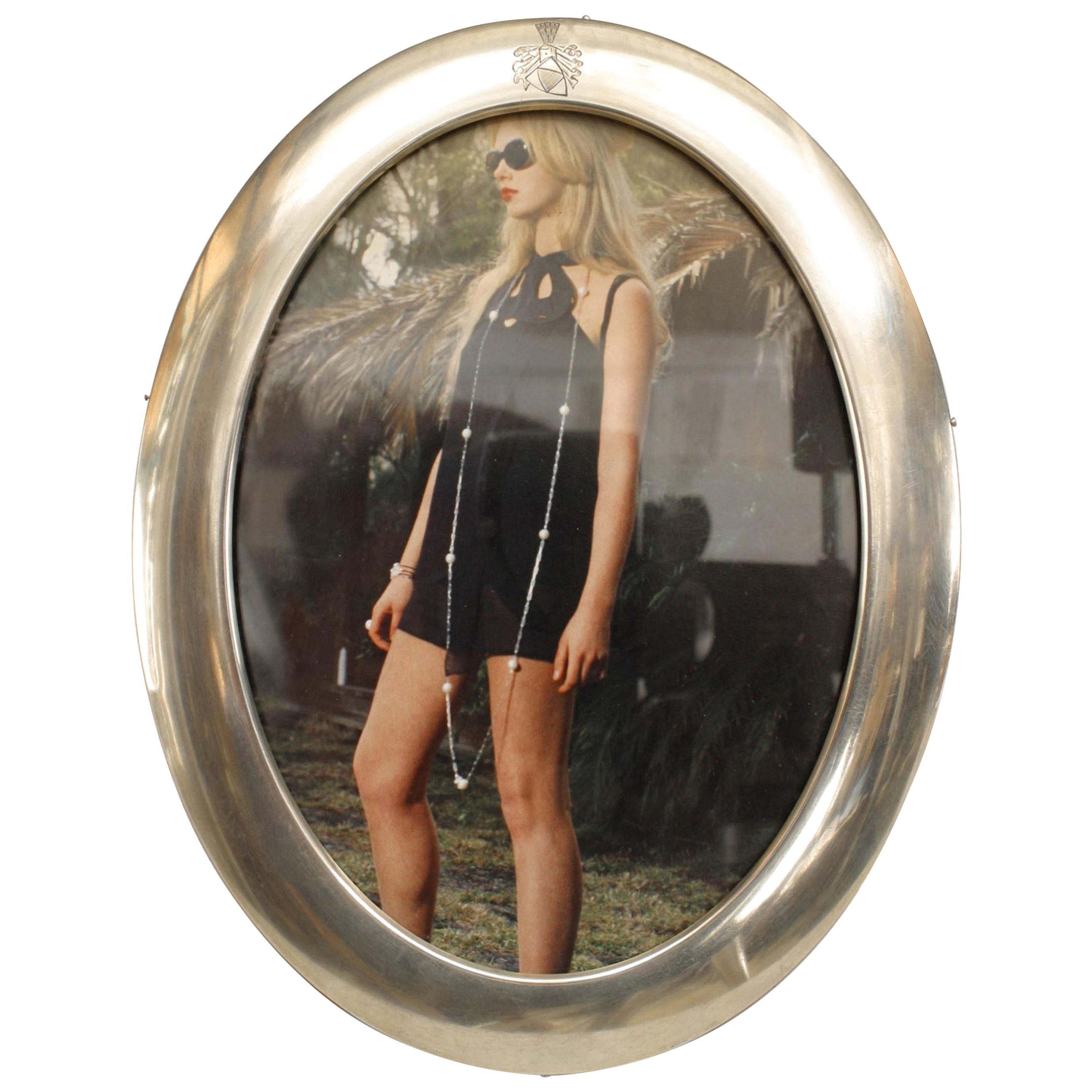 American Victorian Silver Oval Picture Frame