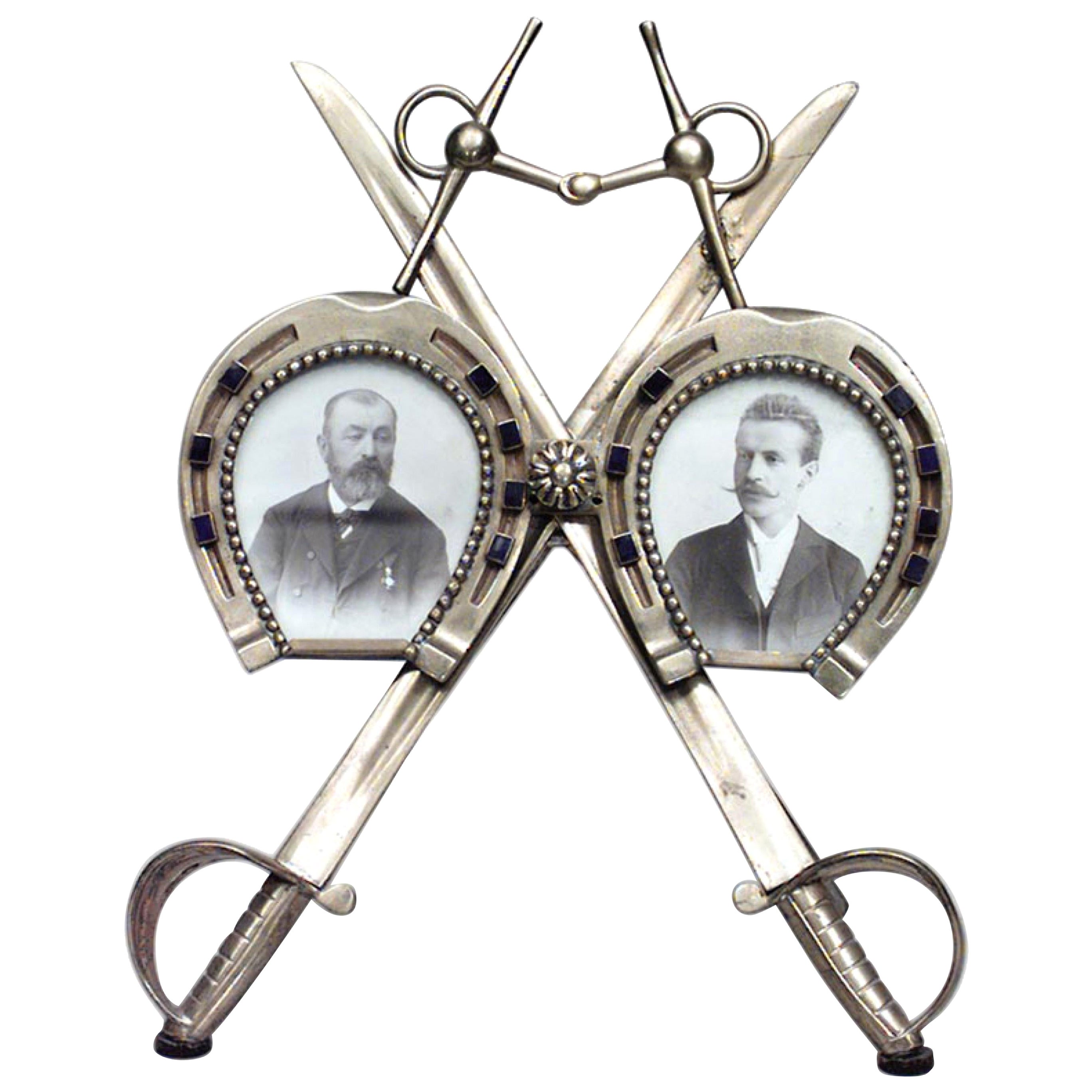 French Victorian Brass Horseshoe Picture Frame