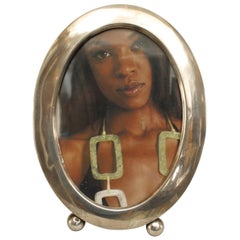 English Victorian Silver Oval Picture Frame