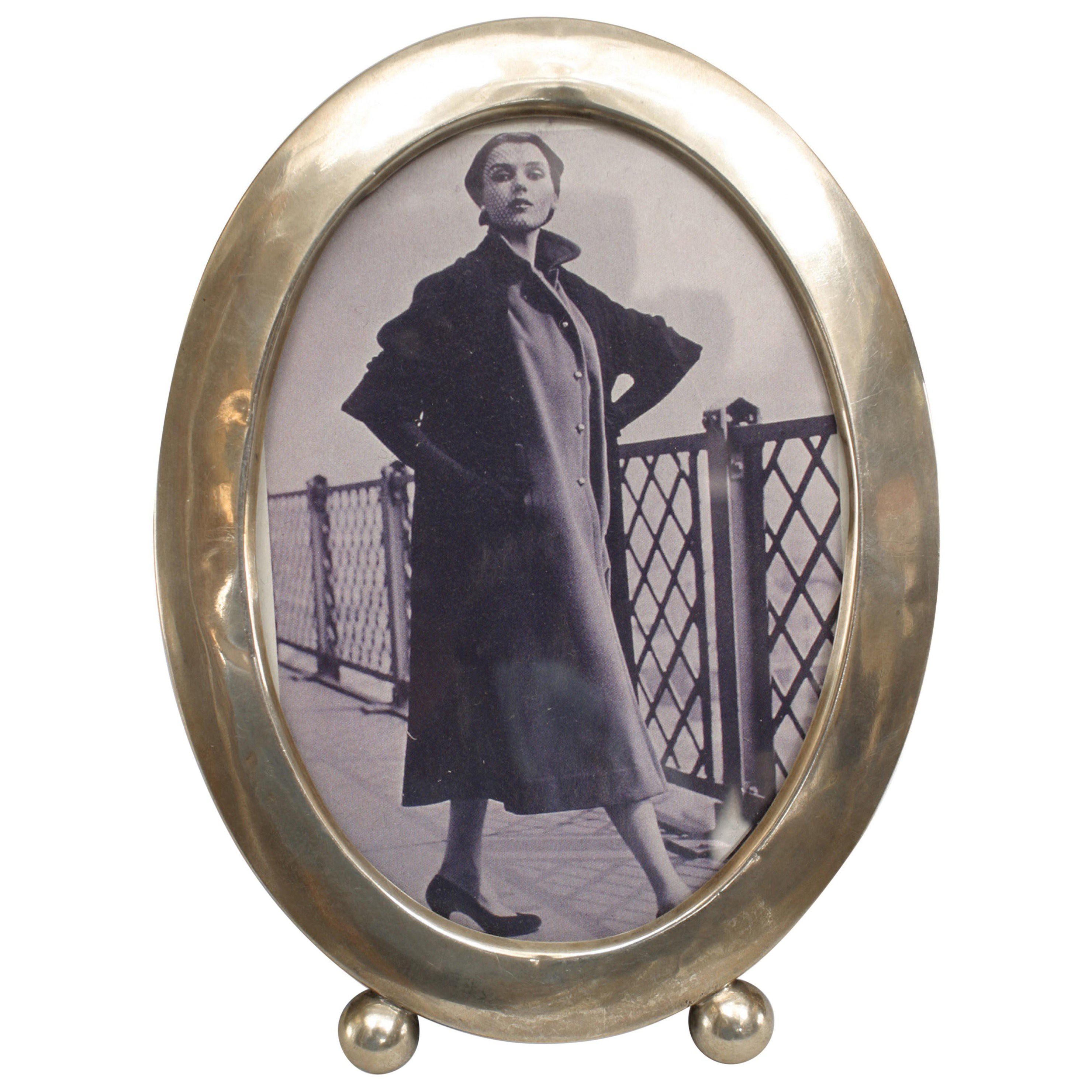 English Victorian Silver Oval Picture Frame