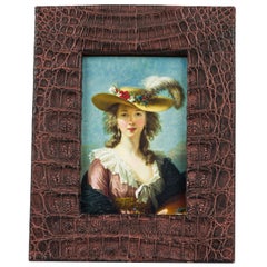 Marco de caballete de cocodrilo marrón oscuro victoriano inglés