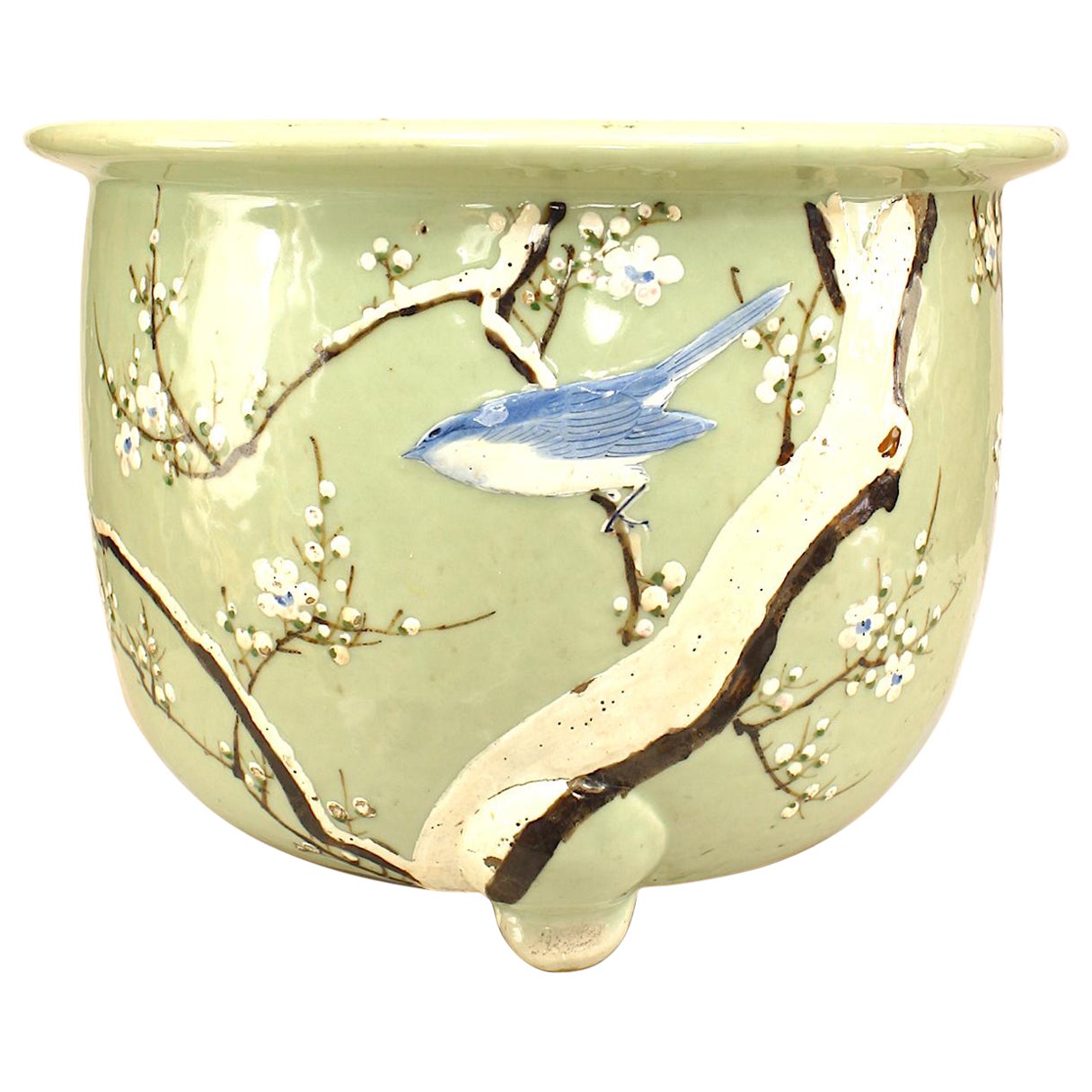 Chinese Celadon Porcelain Pot with Bird