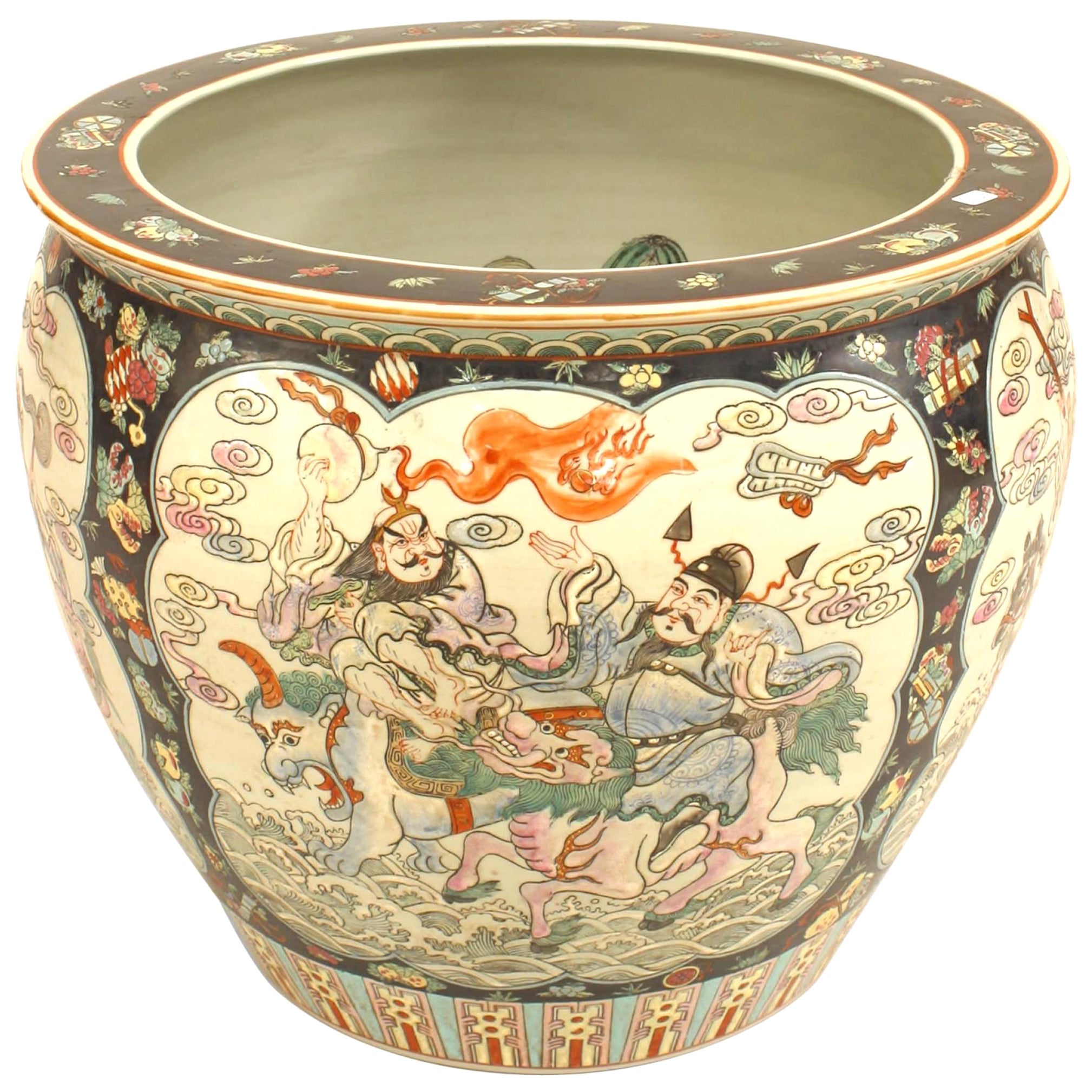 Pot chinois en porcelaine noire et blanche
