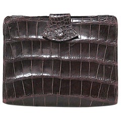 English Brown Crocodile Clutch Handbag
