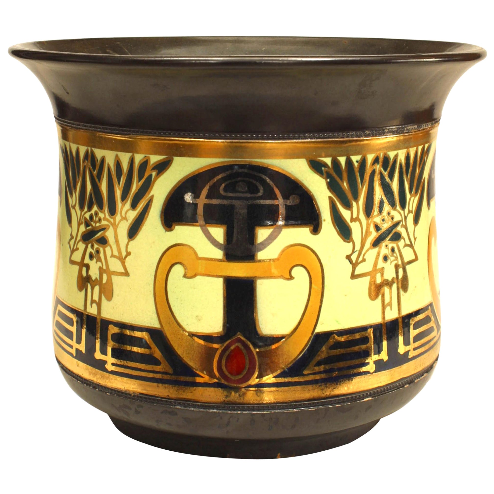 Pot en céramique doré de style Arts and Crafts anglais en vente