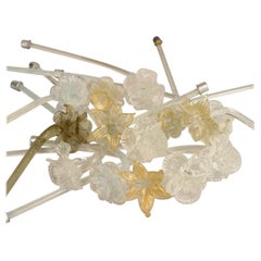 Flores de cristal de Murano italiano de mediados de siglo