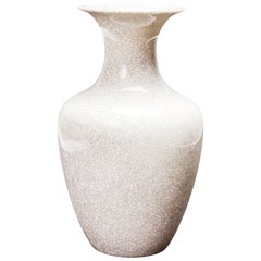 VEB Lichte German Mid-Century White Crackle Glazed Ceramic Vase