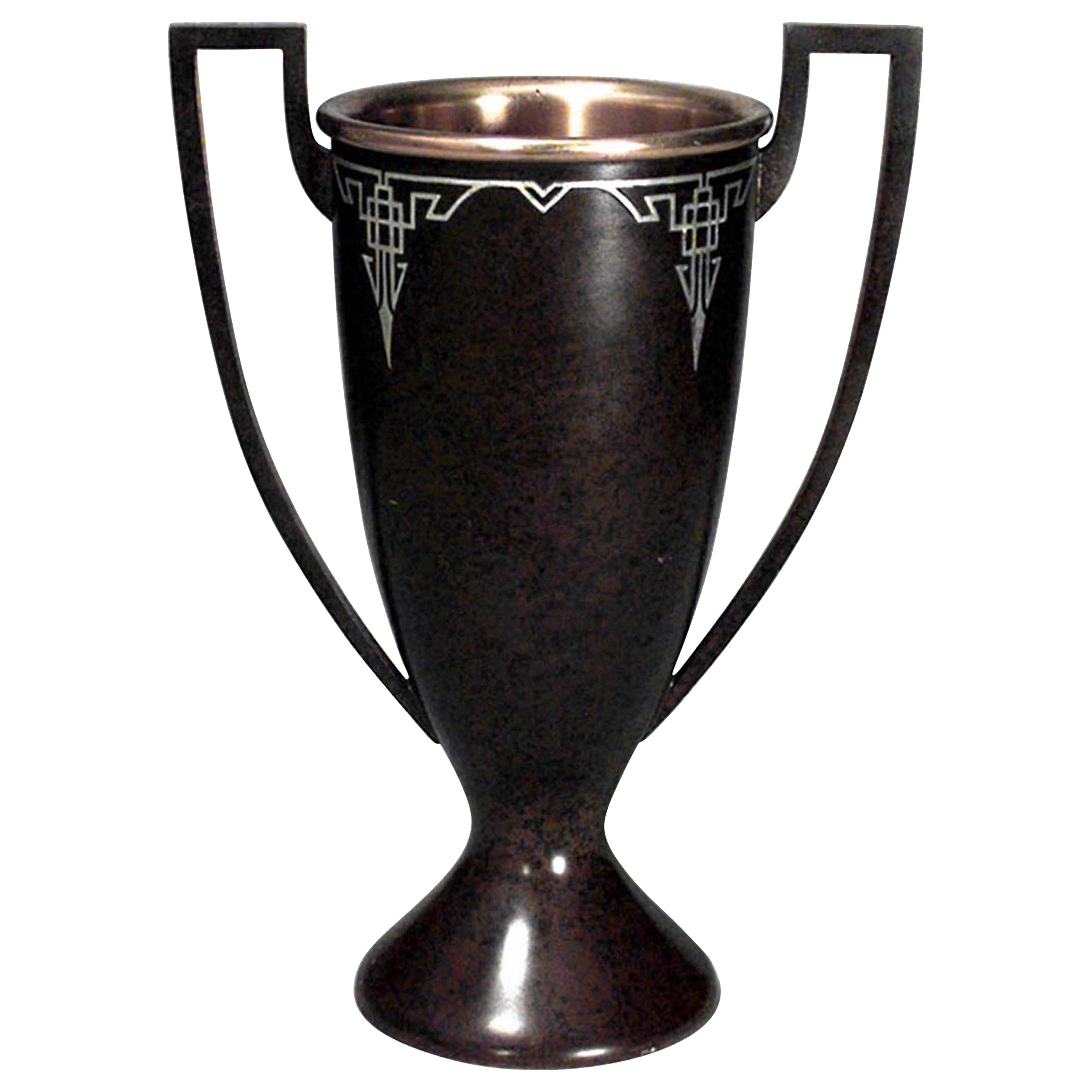 Vaso americano Mission Heintz Art in metallo patinato bronzo