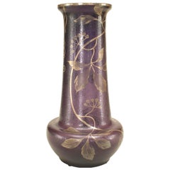 French Victorian Purple and Silver Glass Vase