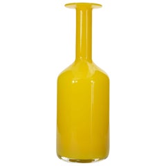 Danish Mid-Century Modern Holmegaard Yellow Glass Vase
