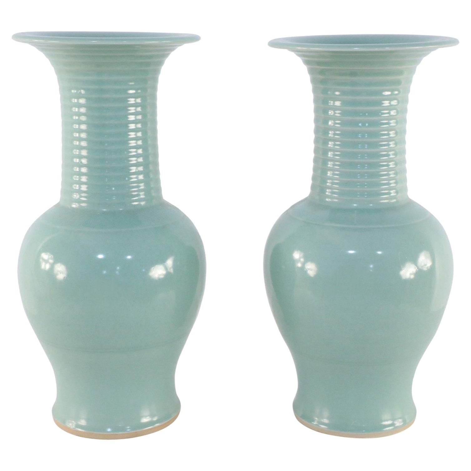 Pareja de urnas de porcelana china con motivo giratorio de celadón en venta