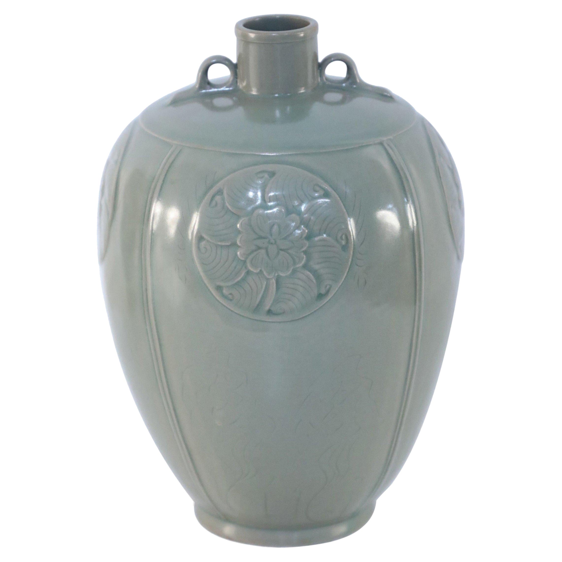 Chinese Gray Incised Meiping Porcelain Vase
