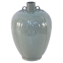 Antique Chinese Gray Incised Meiping Porcelain Vase