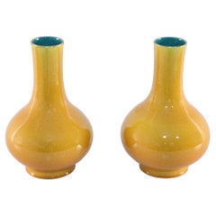 Pair of Yellow Pear Shaped Ceramic Vases