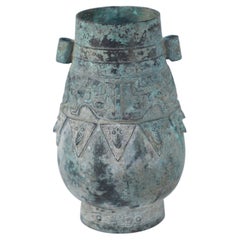 Chinesische Urne aus patinierter Bronze im Stil der Han Dynasty
