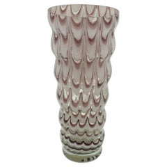 Contemporary Scandinavian Purple and White Wiggle Design Tiered Art Glass Vase