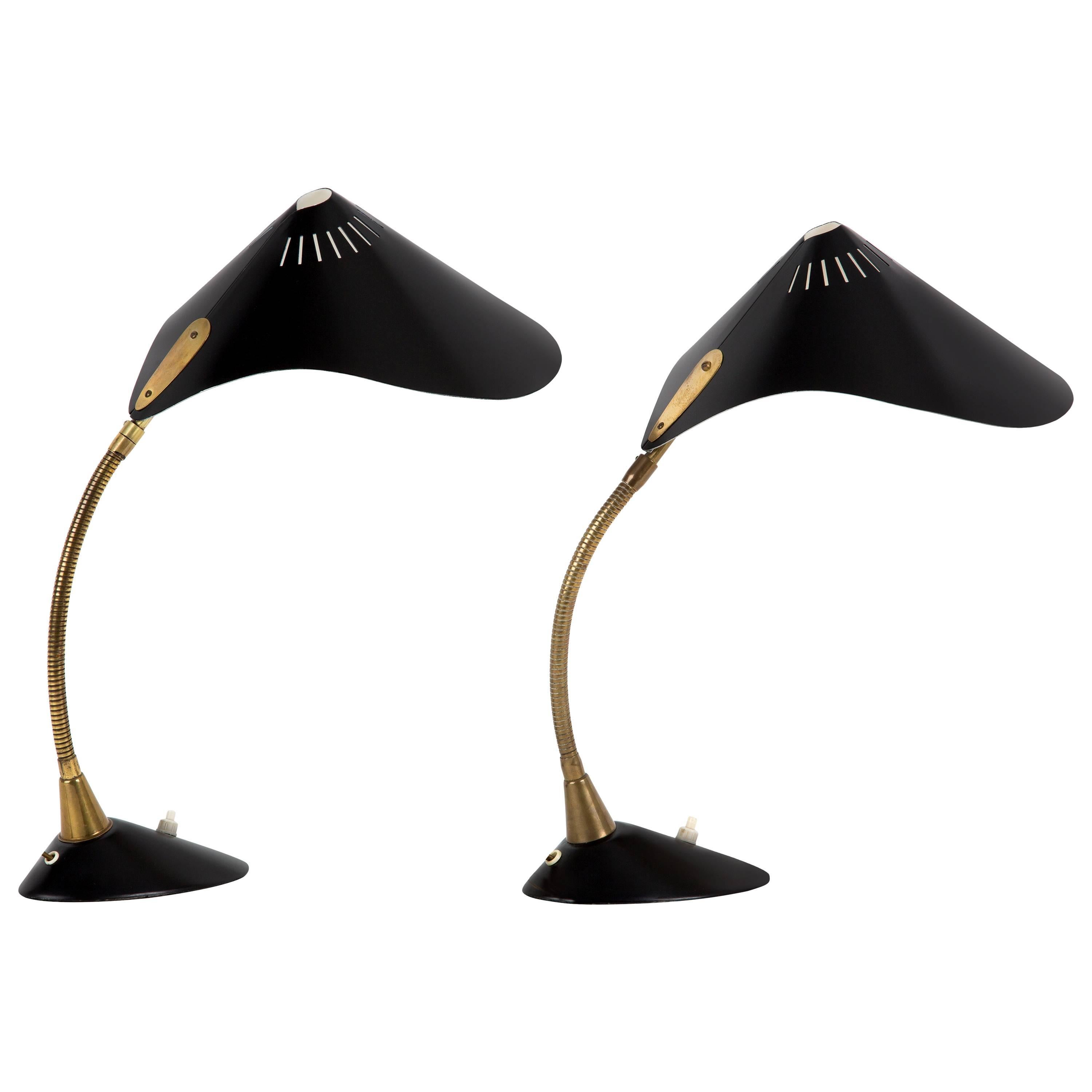 A pair of two COSACK TABLE LAMPS brass standard and Mouille Style For Sale