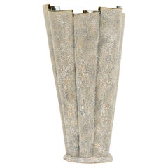 Gary DiPasquale Asymetrical Lobed Vase with White Bark Texture & Black Interior