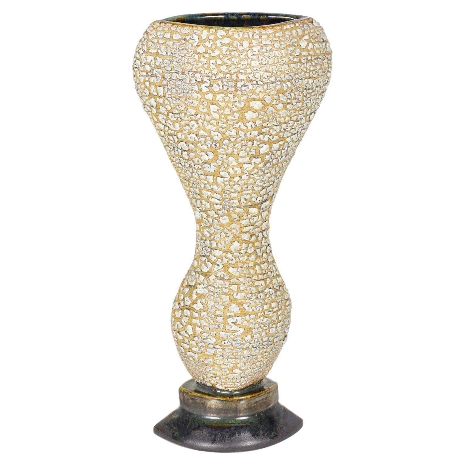 Gary DiPasquale Contemporary Ceramic Double Gourd Form Bark Texture Vase