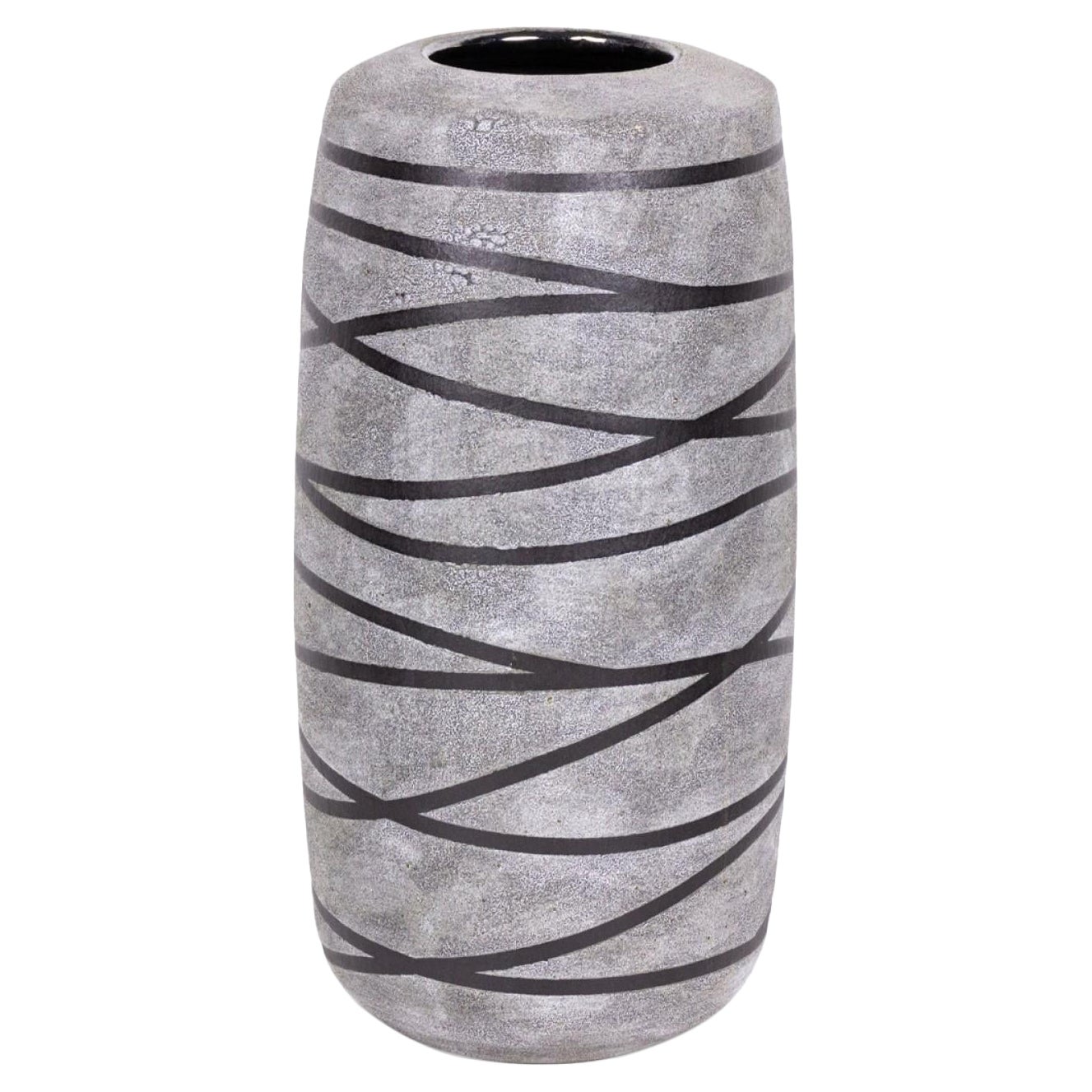 Gary DiPasquale Contemporary Thrown Ceramic Tall Textured Gray and Black Vase