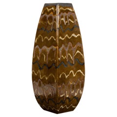 Gary DiPasquale 4-Sided Cone Shaped Vase in Chocolate Black Striped Exterior
