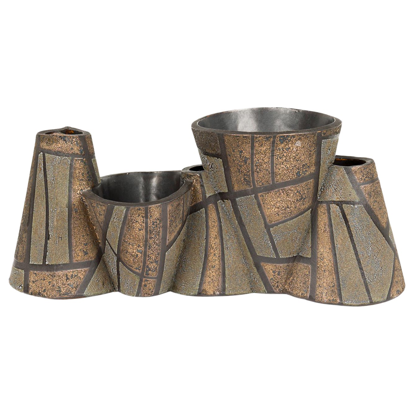 Gary Dipasquale Vaso allungato multi-asimmetrico in nero, grigio geometrico