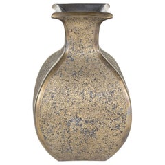 Gary DiPasquale Contemporary Ceramic Squared Flared Lip Bronze Glazed Vase