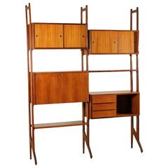 Bookcase Adjustable in Height Teakwood Manufactured in Italy, 1950s