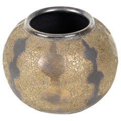 Gary DiPasquale Contemporary Thrown Ceramic Black & Bronze Glazed Patterned Vase
