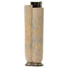 Gary DiPasquale Tall Lobed & Black Metallic Footed Vase Bark Exterior