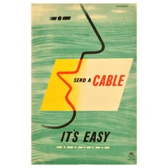 Original Vintage General Post Office Advertising Poster Send A Cable Eckersley
