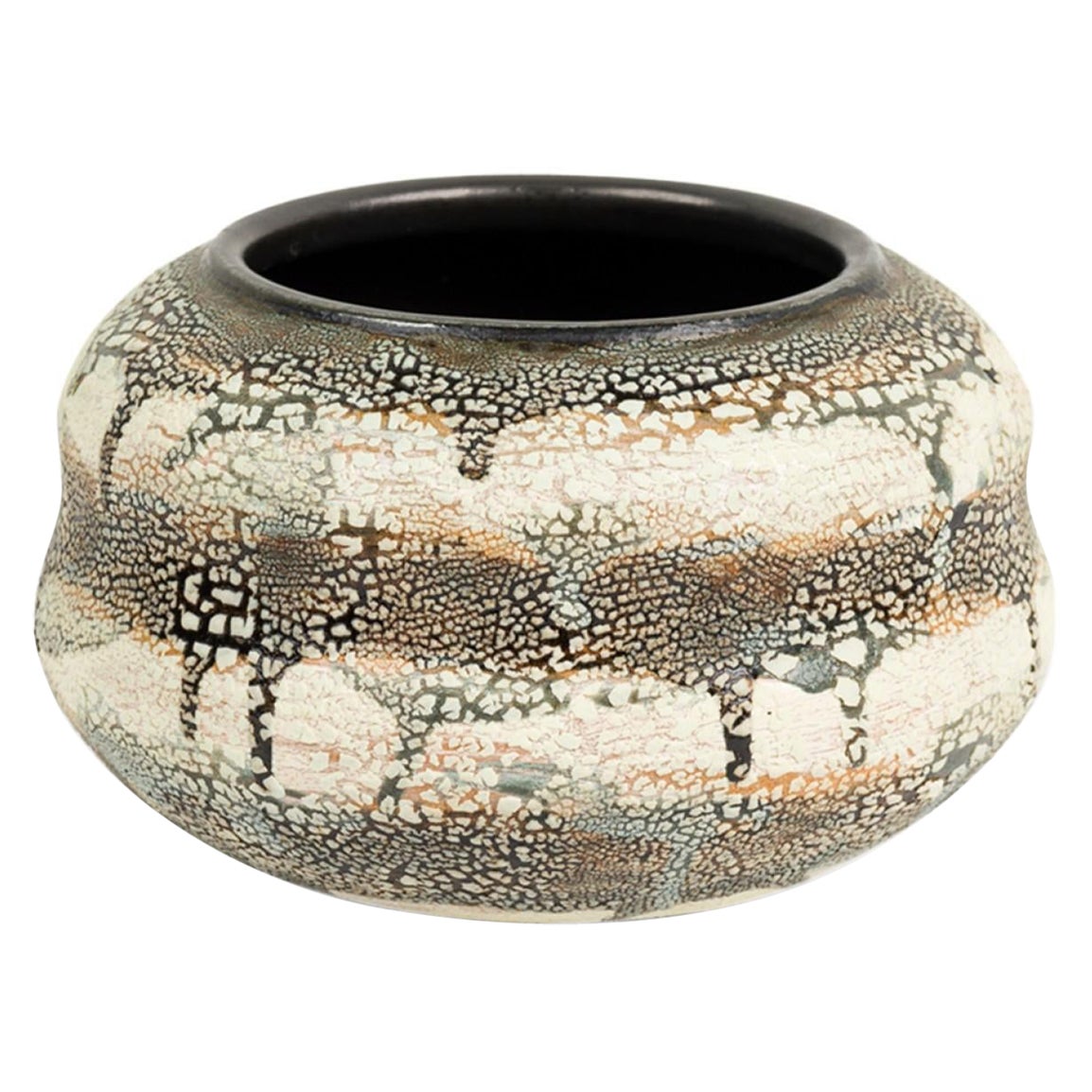 Gary Dipasquale Contemporary Black, Grey & White Double Gourd Drip Pattern Vase im Angebot