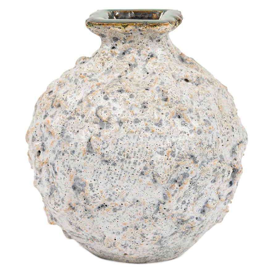 Gary Dipasquale Vase à couvercle carré avec glaçure à texture bulbeuse et incrustée