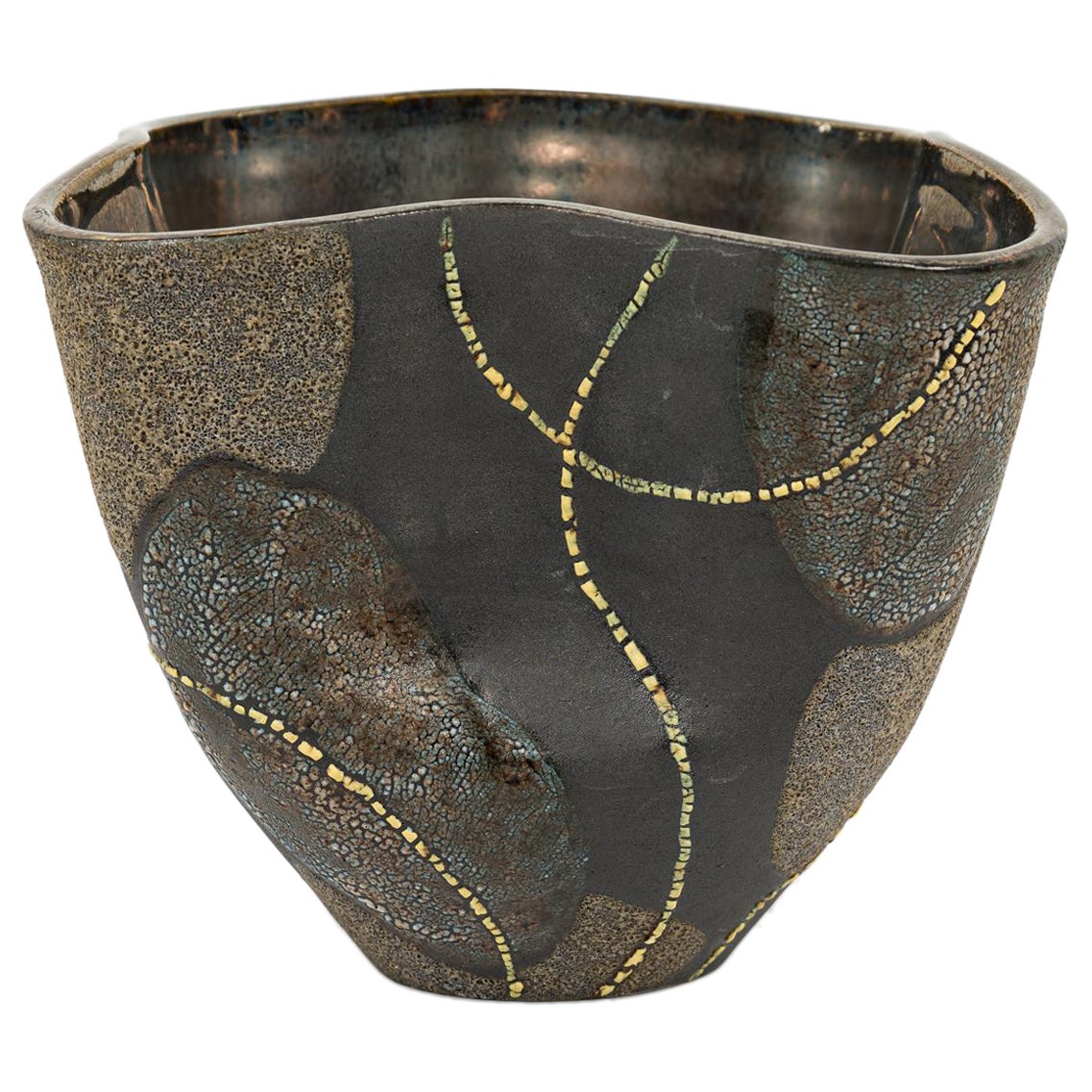 Gary DiPasquale Wheel Thrown Vessel Black, White & Grey Texture Glaze & Abstract