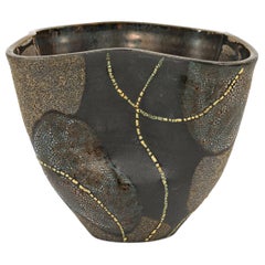 Gary DiPasquale Wheel Thrown Vessel Black, White & Grey Texture Glaze & Abstract