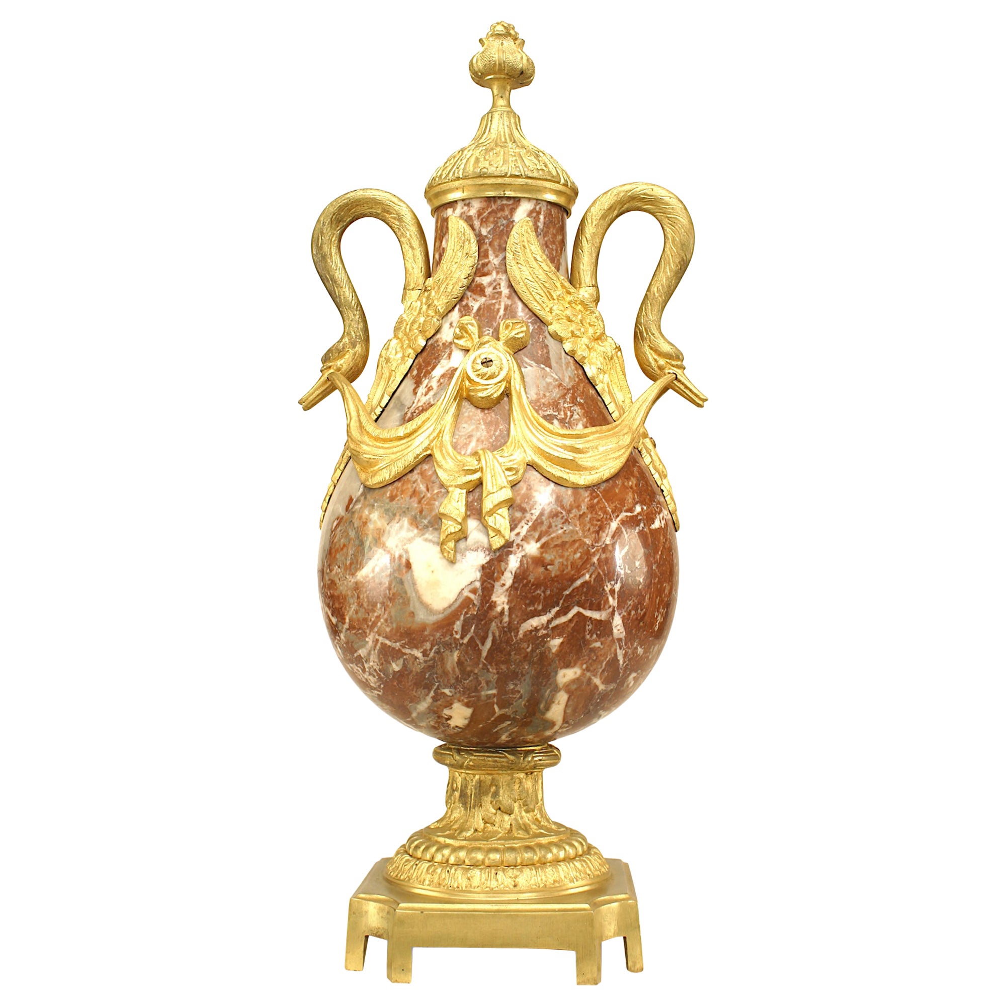 Französische viktorianische Urne aus Marmor und Bronze