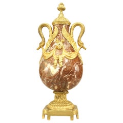 Antique French Victorian Marble and Bronze Urn