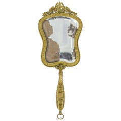 French Victorian Bronze Dore Hand Mirror