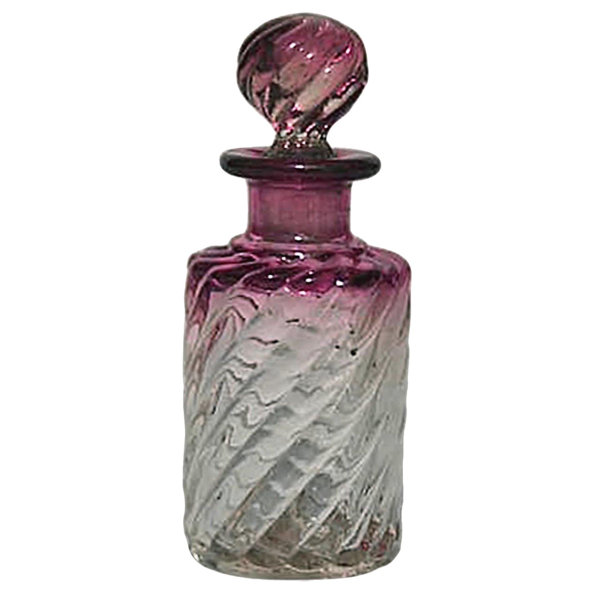 French Victorian Cranberry Baccarat Crystal Perfume Bottle