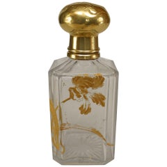 Frasco de perfume francés de cristal dorado Ar Nouveau