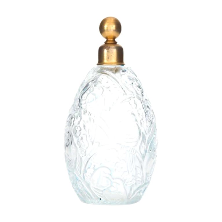 French Art Deco Frosted Glass Perfume Bottle