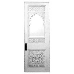 Antique Middle Eastern White Painted Carved Door
