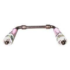 Pair of French Victorian Pink and White Porcelain Door Handles