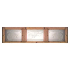 Antique French Louis XVI Pine 3 Panel Transom Window