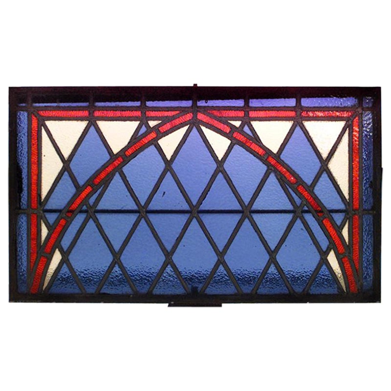 Fenêtres victoriennes américaines en verre plombé bleu