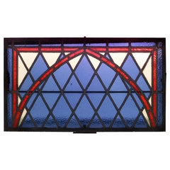 Ventanas victorianas americanas de vidrio emplomado azul