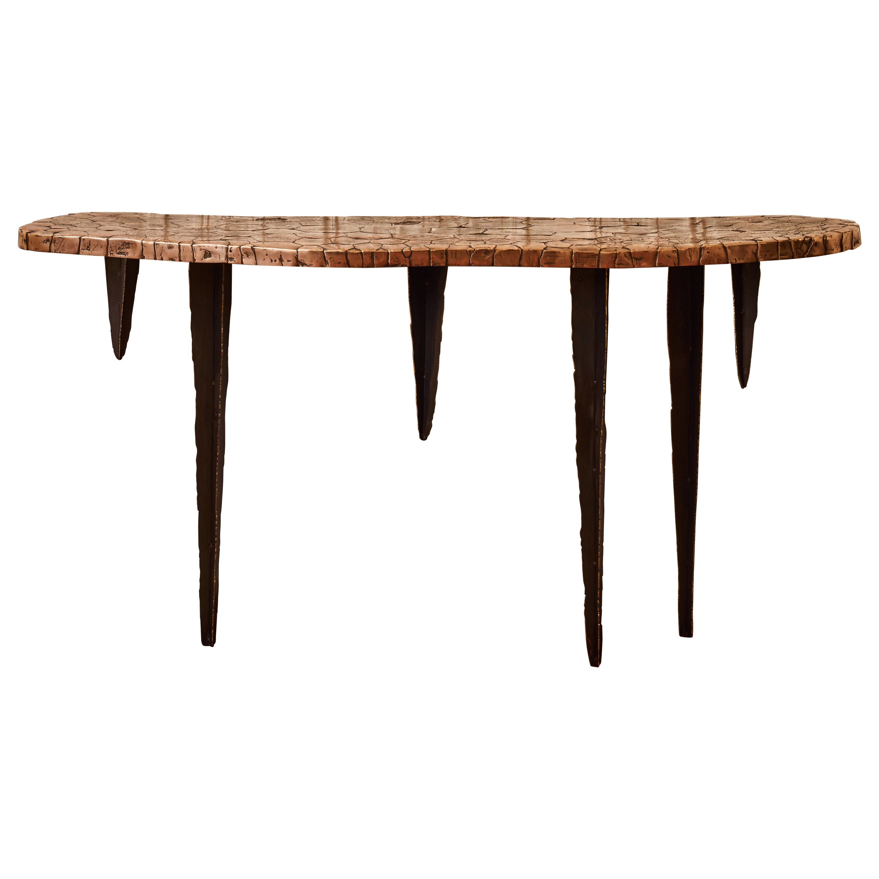 "Crackled" console in bronze by Erwan Boulloud For Sale