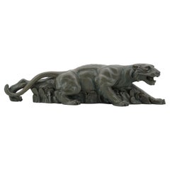 French Art Deco Tiger on the Prowl Sculpture, 1900s