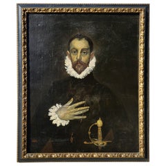 Óleo "El noble de la mano en el pecho" de El Greco - Copia